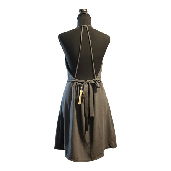 June & Hudson Gray Halter Wrap Dress – Medium – Elegant Minimalist, Modern Chic - Picture 4 of 7